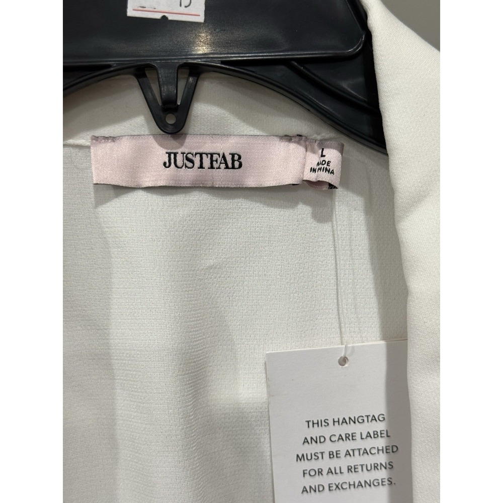 JUSTFAB Womens White Long Sleeve Lined Blazer Lace-Up Tie Back L‎ Clean Girl - Picture 2 of 7